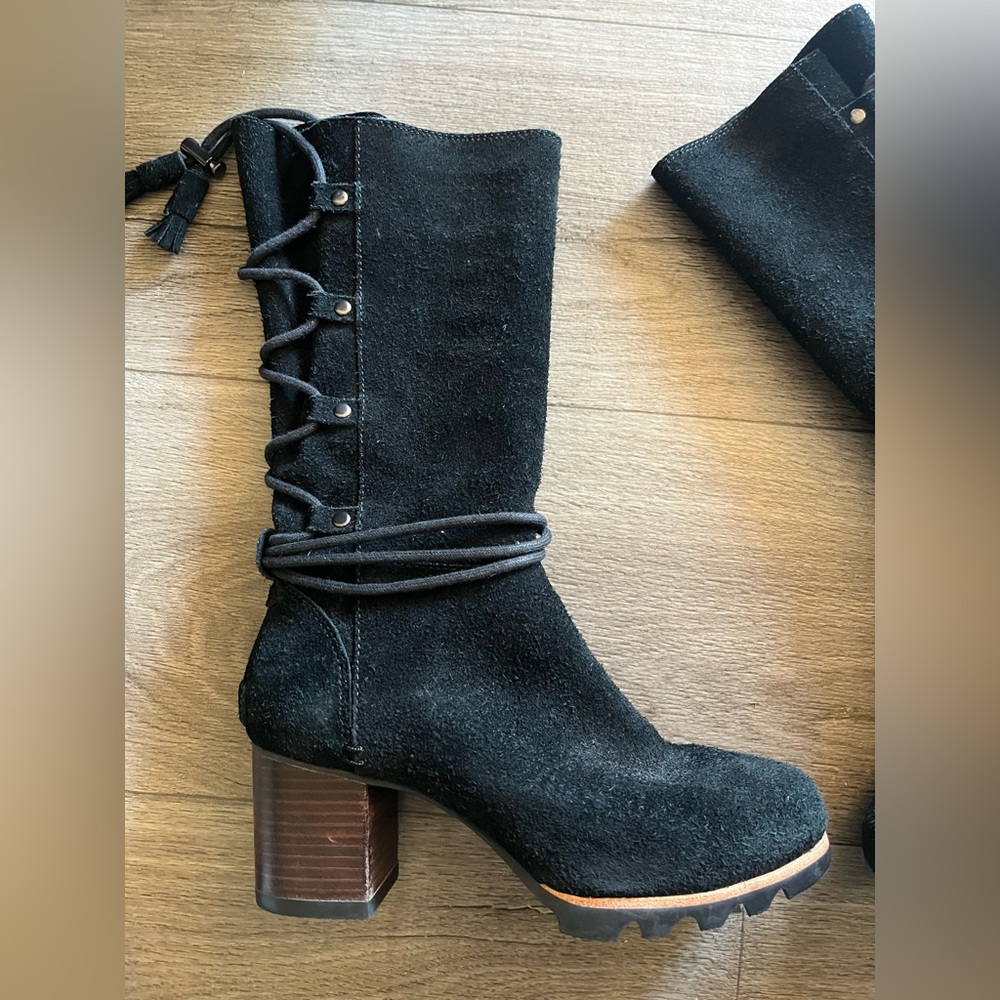 Sorel Farah Waterproof Suede Tall Black Boot size 7.5 womens shoes - Picture 8 of 14